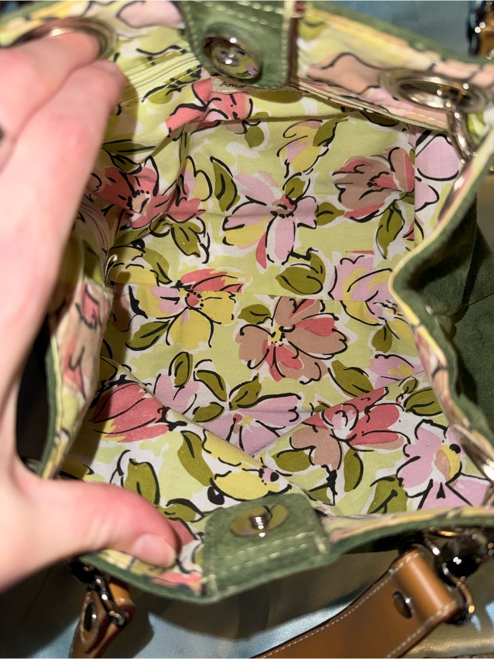 Vintage Green Suede Amanda Smith Purse - Picture 8 of 14